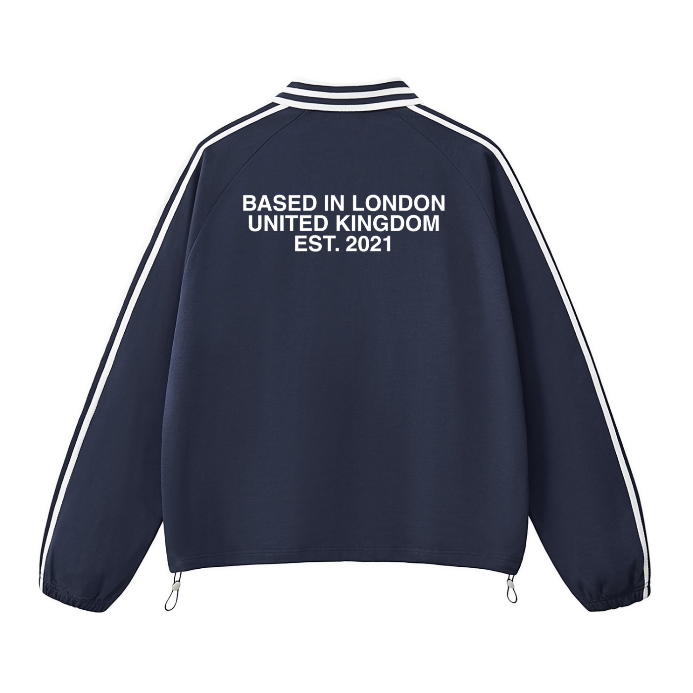 tiah contrast striped lapel collar sweatshirt