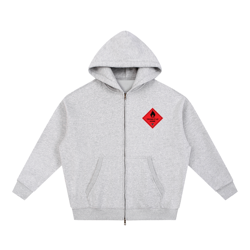 Trying It At Home “Fire” Essential Oversized Fleece Boxy Hoodie