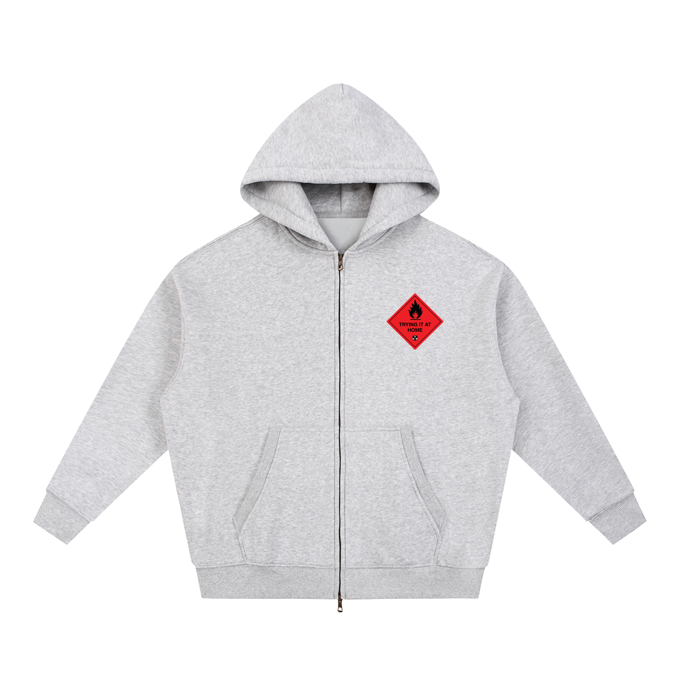 Trying It At Home “Fire” Essential Oversized Fleece Boxy Hoodie