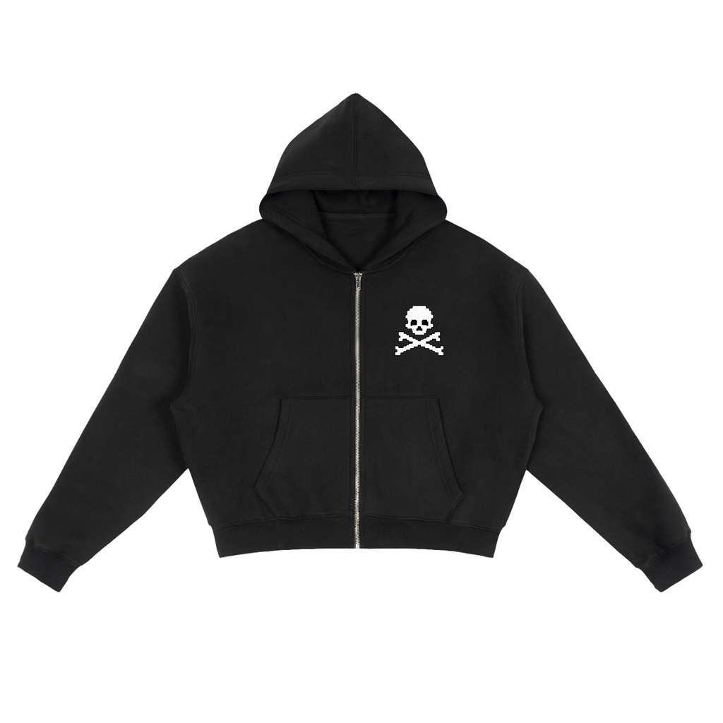 tiah fleece zip-up boxy hoodie