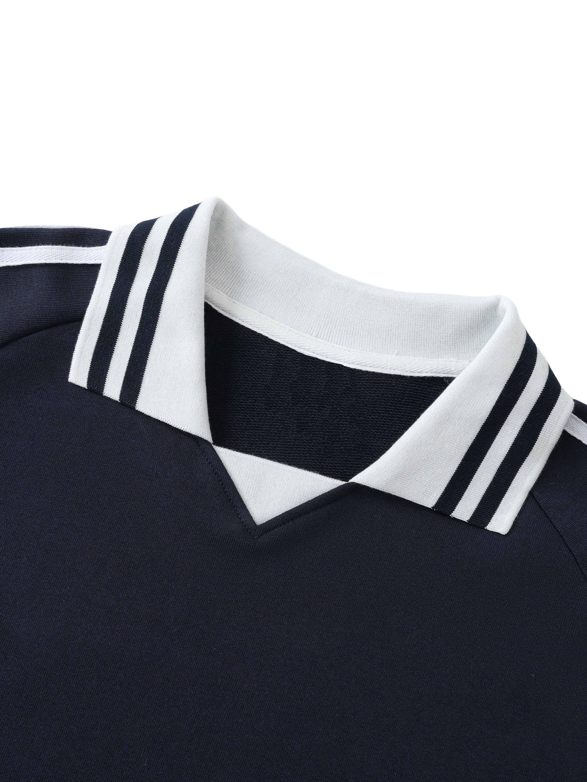 tiah contrast striped lapel collar sweatshirt