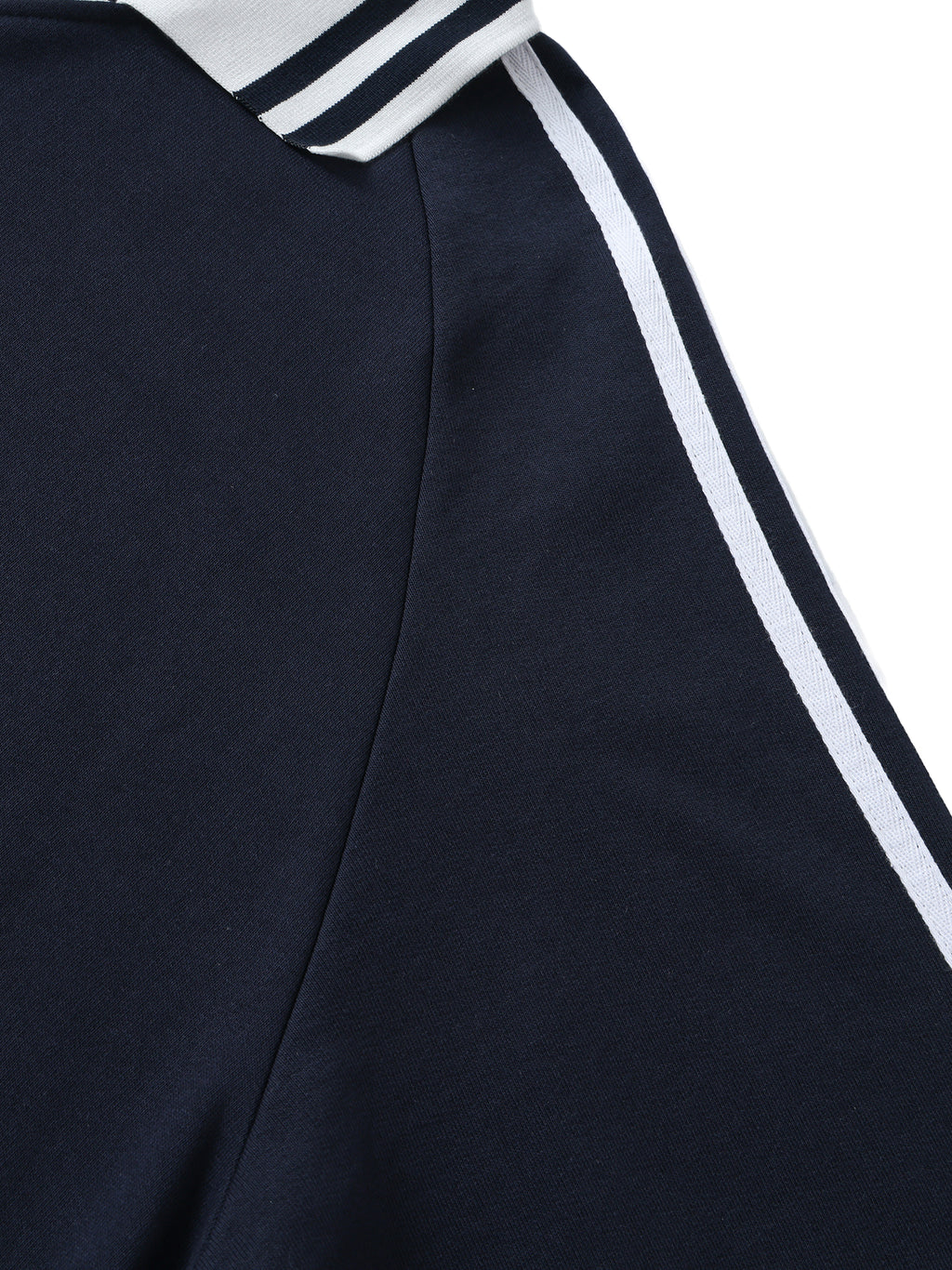 tiah contrast striped lapel collar sweatshirt